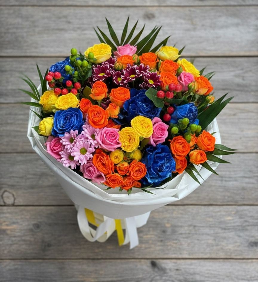 Букет цветов из: Розы и Хризантемы в Ильинской