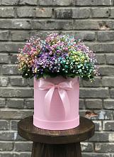 Цветочная композиция из Гипсофила и Розы в шляпной коробке в Ильинской