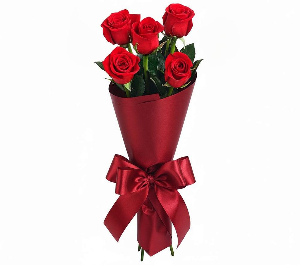 Букет 5 Красных роз Эдлесс Лав в Ильинской