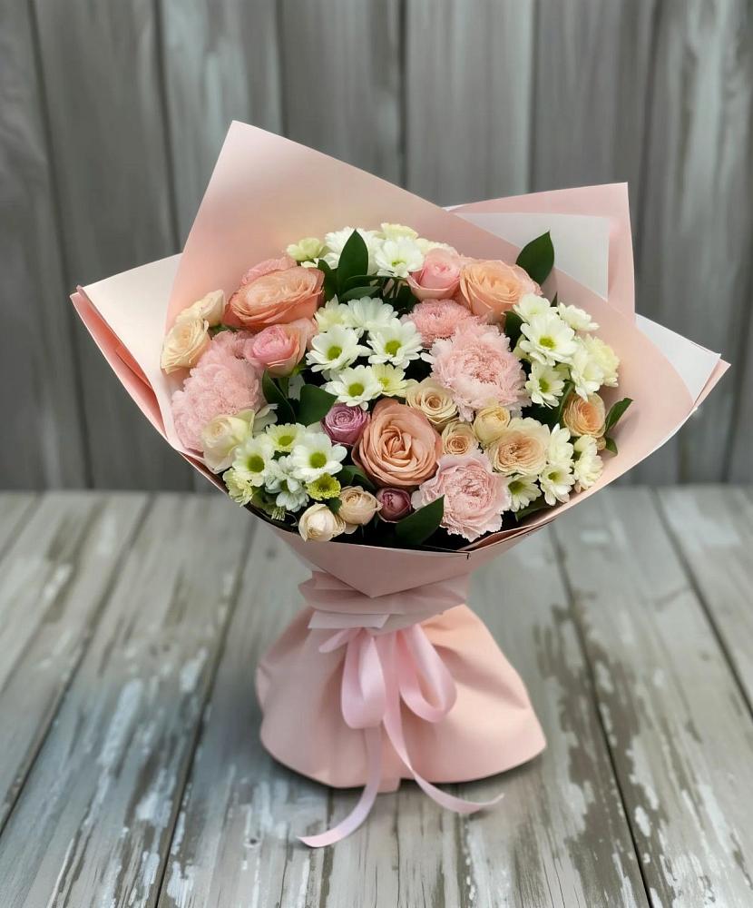 Букет цветов из: Гвоздики, Розы и Хризантемы в Ильинской