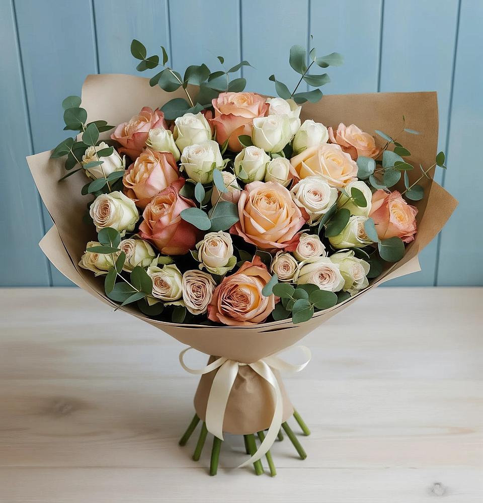 Букет цветов из: Альстромерии и Розы в Ильинской