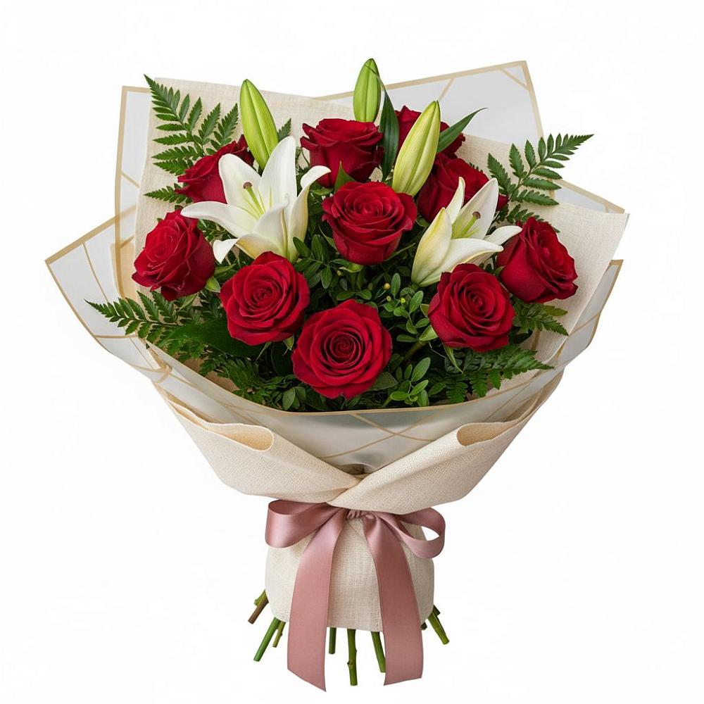 Букет цветов из: Лилии и Розы в Ильинской