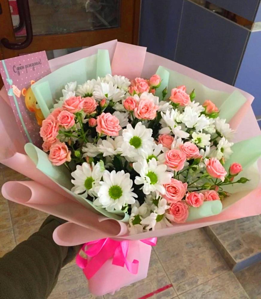 Букет цветов из: Розы и Хризантемы в Ильинской