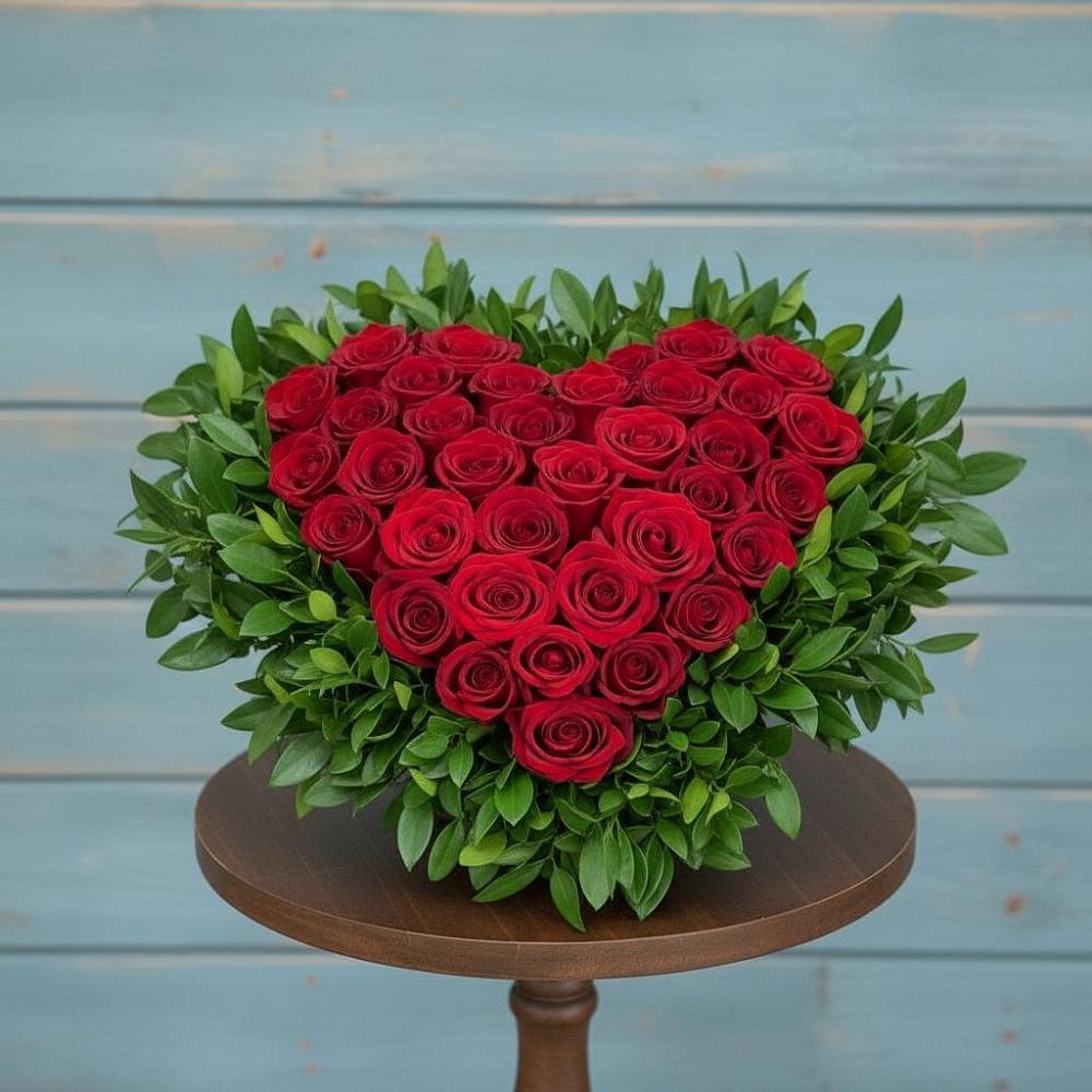 Цветочная композиция из Розы в виде сердца в Ильинской