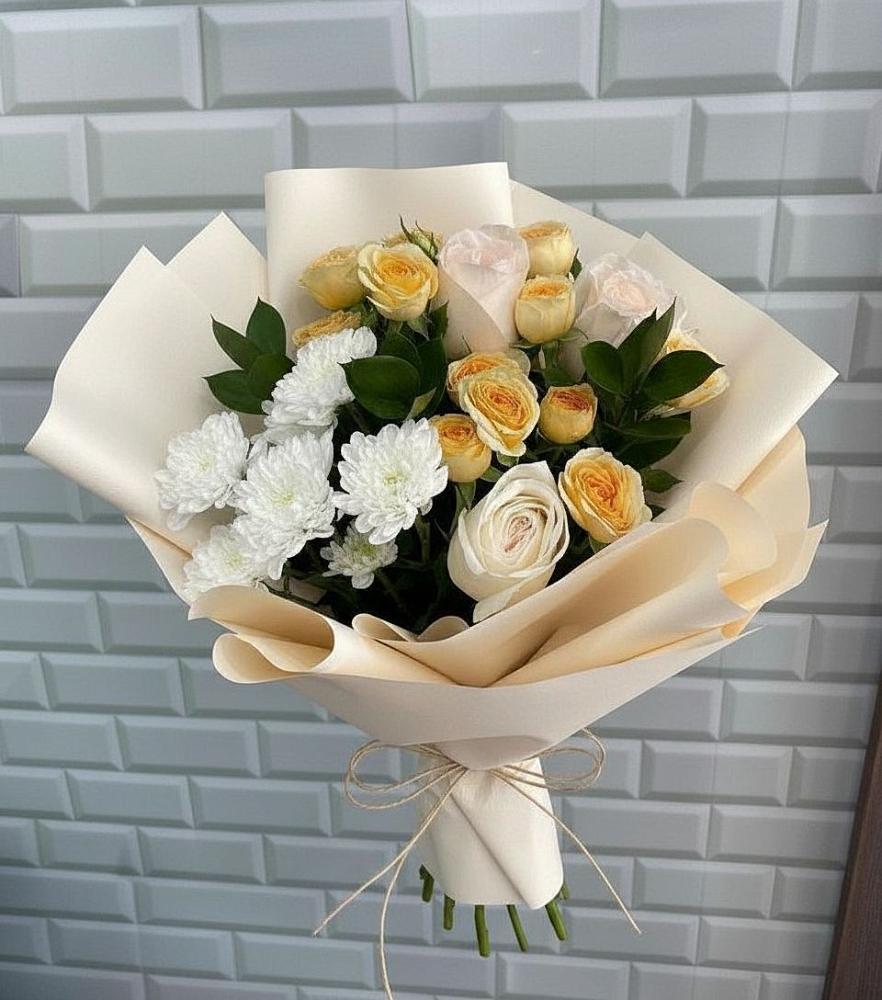 Букет цветов из: Розы и Хризантемы в Ильинской