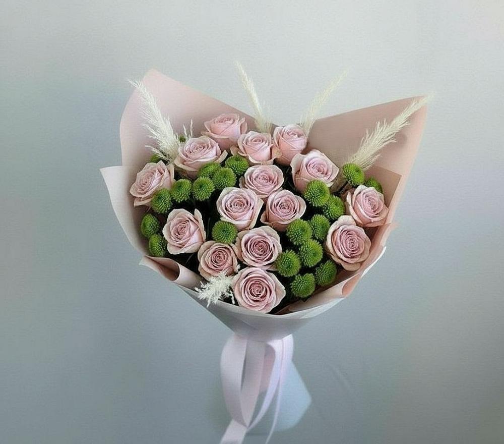 Букет цветов из: Розы и Хризантемы в Ильинской