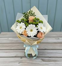 Букет цветов из:  Герберы, Розы и Хризантемы в Ильинской