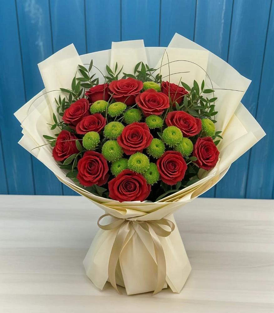 Букет цветов из: Розы и Хризантемы в Ильинской